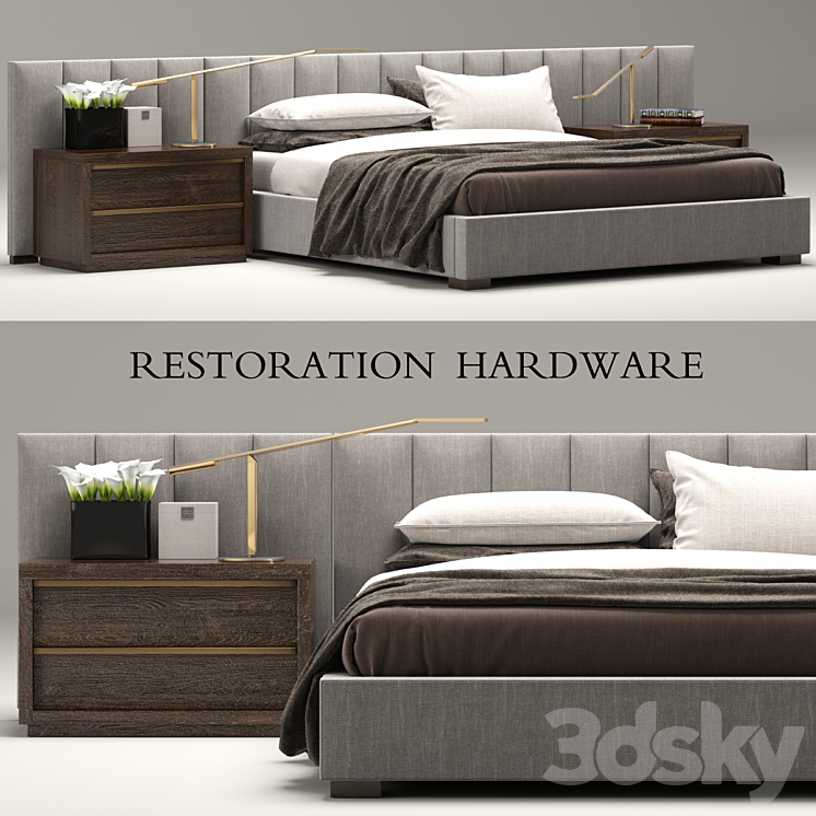 RH Modern custom vertical channel extended headboard bed Bed