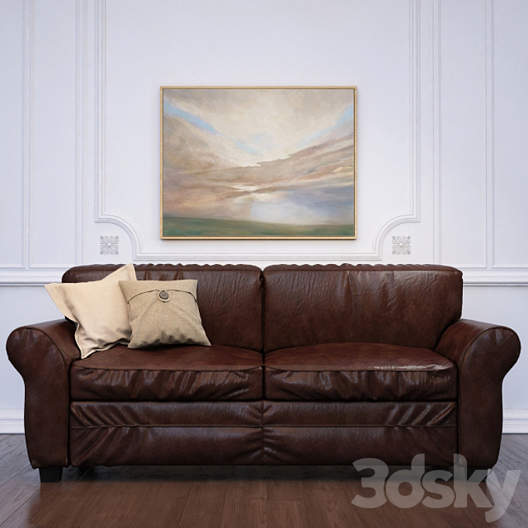 Pearce Leather Sleeper Sofa Pottery Barn Sofa 3D model
