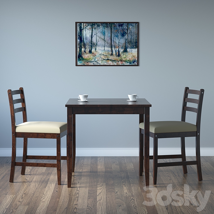 IKEA LERHAMN Chair and table Table Chair 3D model