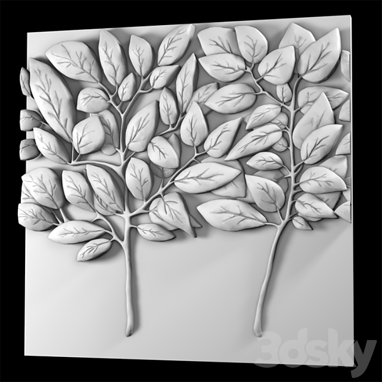 trees panel - Decorative plaster - 3D model