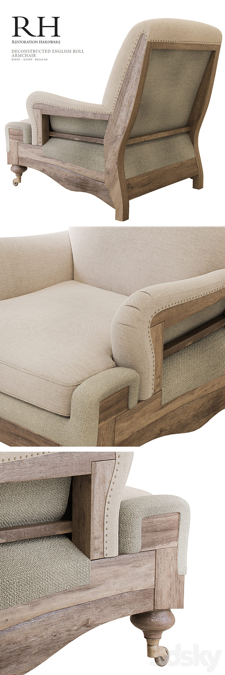 Restoration hardware english outlet roll arm chair