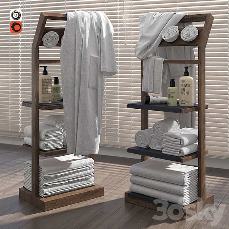 Shelves for bathroom Gunter wooden v2 Bathroom accessories 3D model