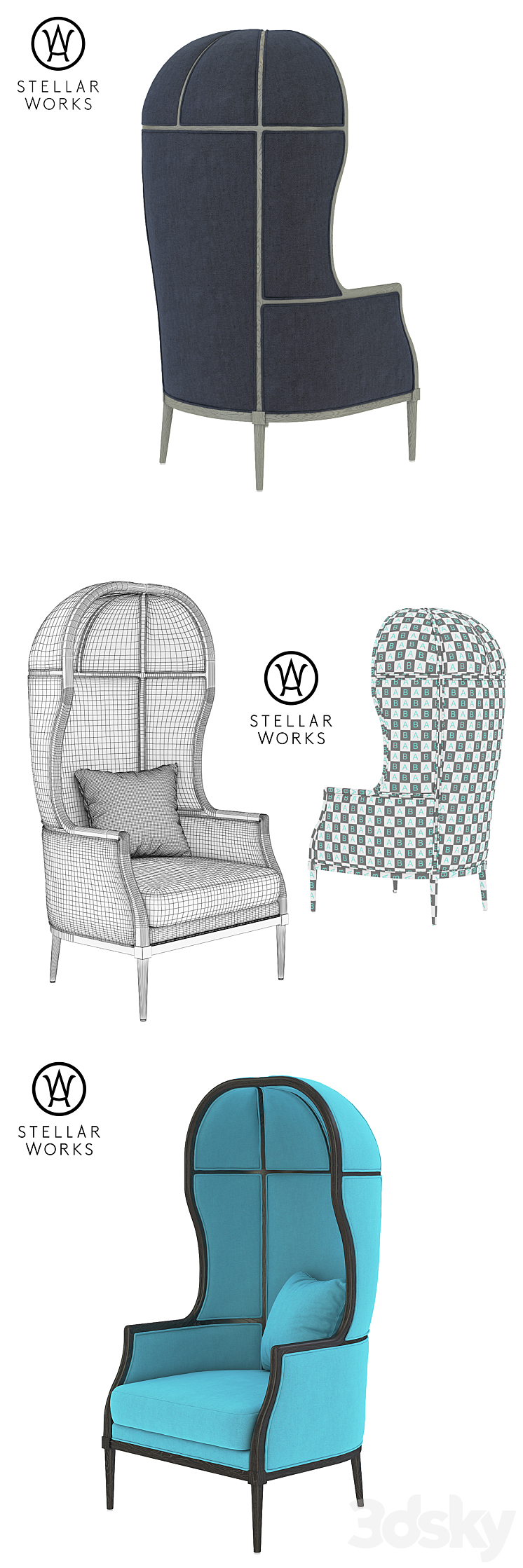 Stellar Works Laval Crown Chair Arm chair 3D model