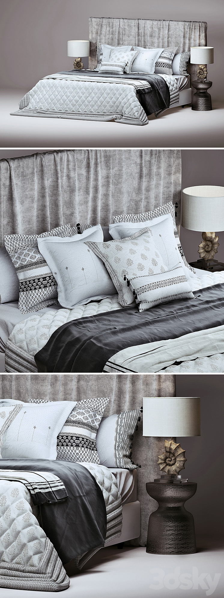 Zara Home bedroom set Bed 3D model