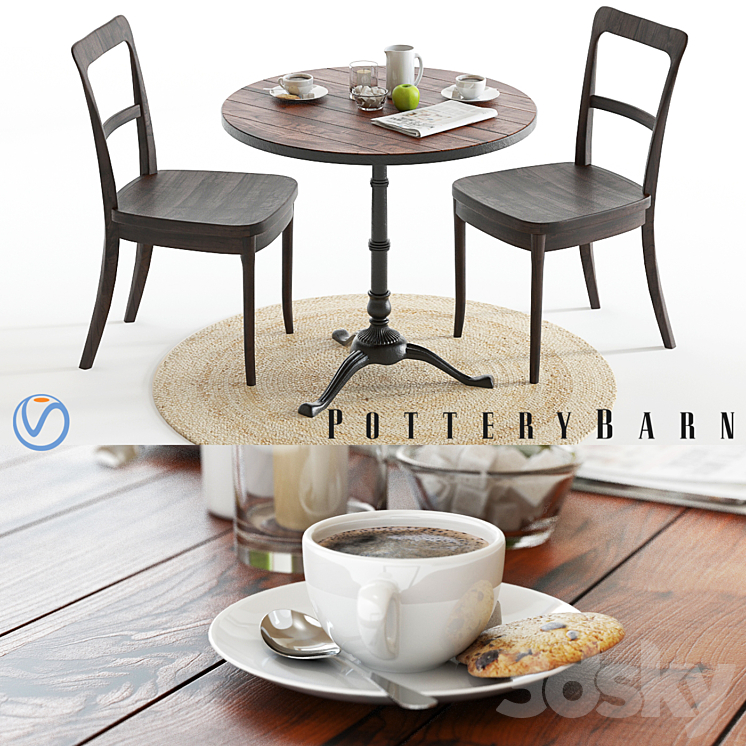 Pottery Barn Rae Cline Table Chair 3D model