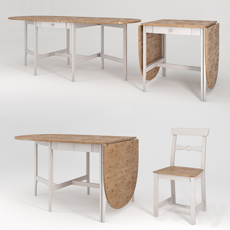 Table and chair IKEA GAMLEBY Table Chair 3D model