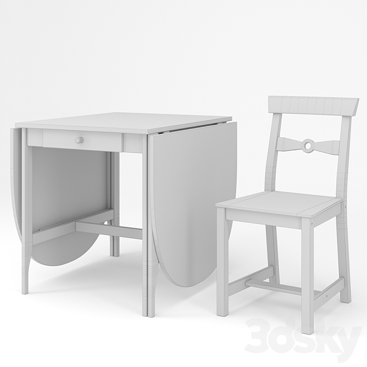 Table and chair IKEA GAMLEBY Table Chair 3D model