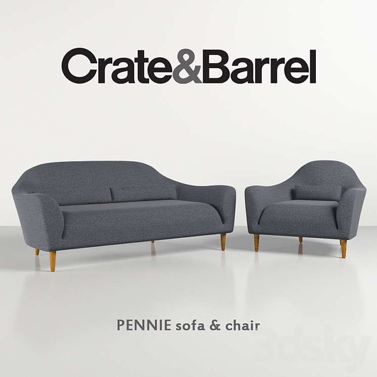 Crate&Barrel Pennie sofa and chair Sofa 3D model