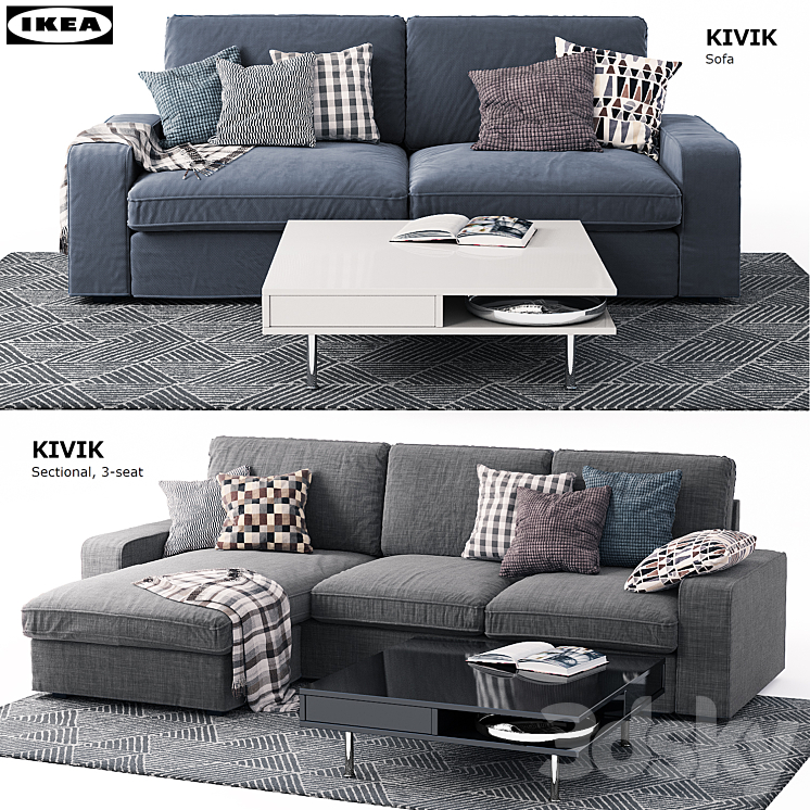 Ikea kivik outlet sectional 3 seat