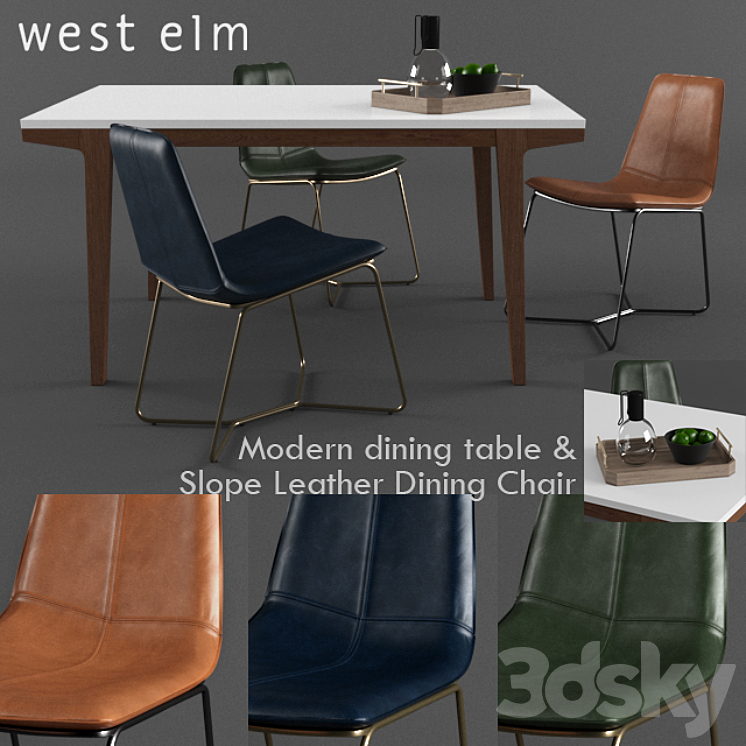 West elm slope on sale leather dining chair