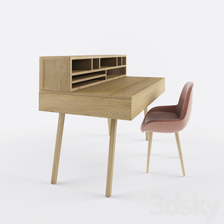 Desk And Chair Table Chair 3D Model