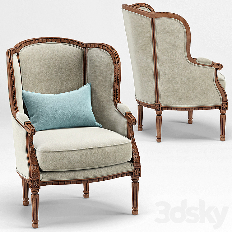 Louis XV Wing Chair Arm chair 3D model
