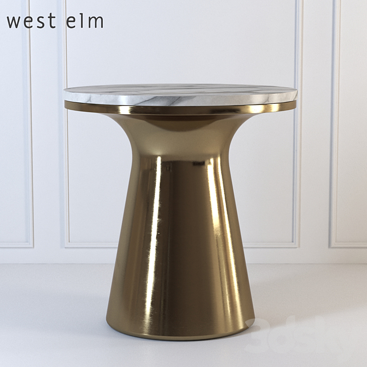 Marble Topped Pedestal Side Table Table 3D model