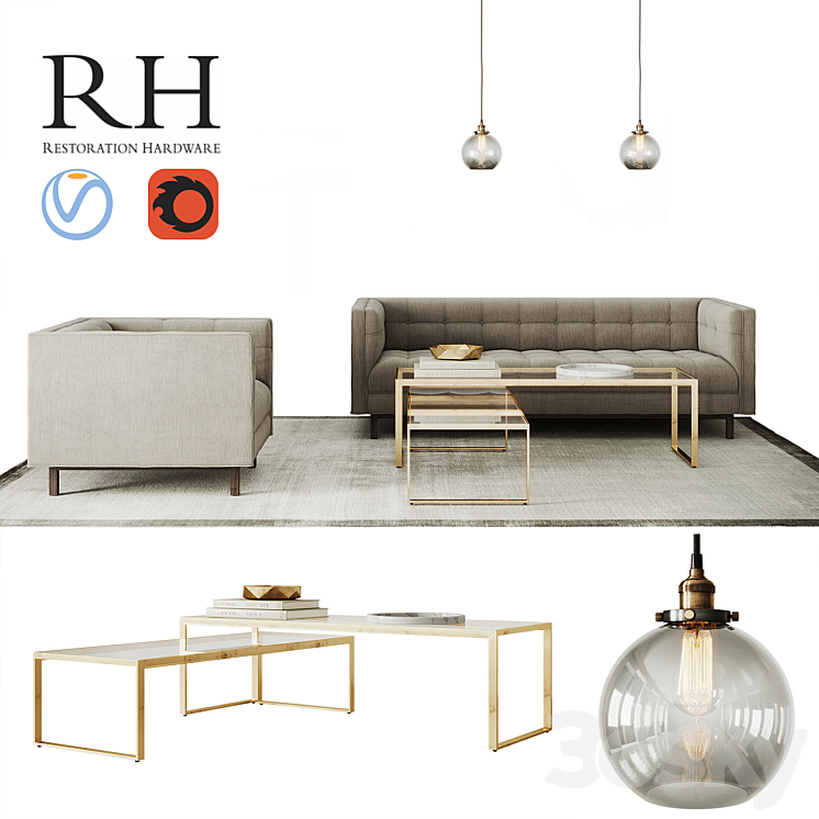 Restoration Hardware Madison sofa set Other 3D model