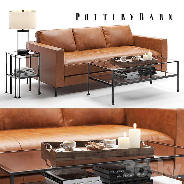 Pottery Barn Jake set 4 Sofa 3D model