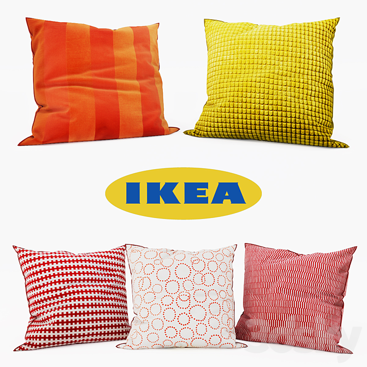 IKEA Decorative Pillows set 5 Pillows 3D model