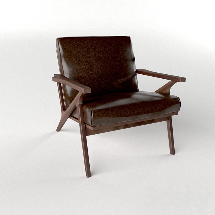 Cavett leather sales wood frame chair
