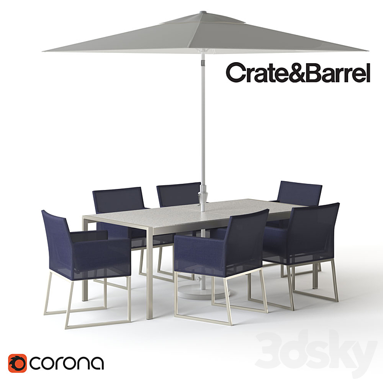 CRATE and BARREL_Dune Dining SET Table + Chair 3D model