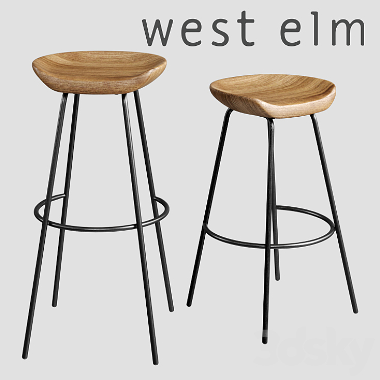 WEST ELM Alden Bar Counter Stools Chair 3D model
