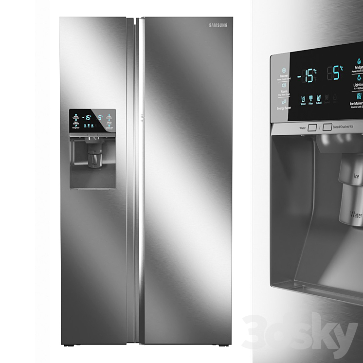 Refrigerator Samsung SideBySide RH22H9010SR Kitchen appliance 3D model