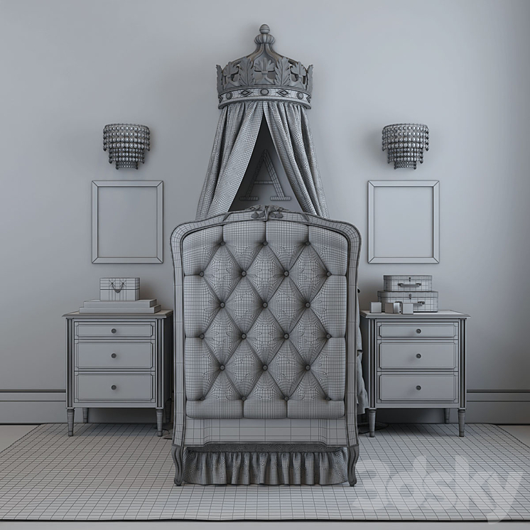 RH BED COLETTE TUFTED CRIB Bed 3D model