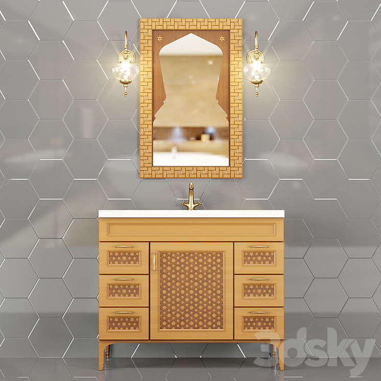 Wash basin cupboard one sink Bathroom furniture 3D model