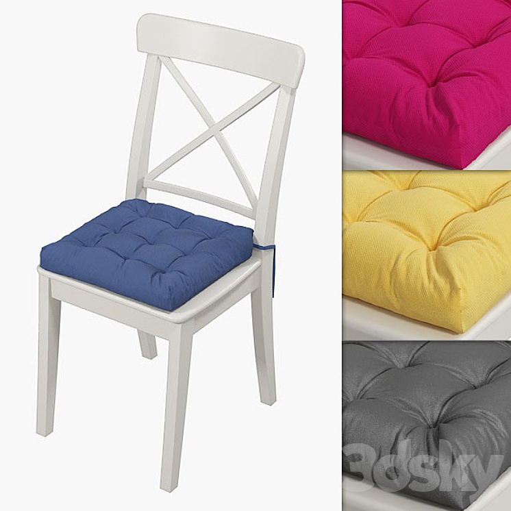 Ikea Ingolf chair with pillow Hoff Chair 3D model