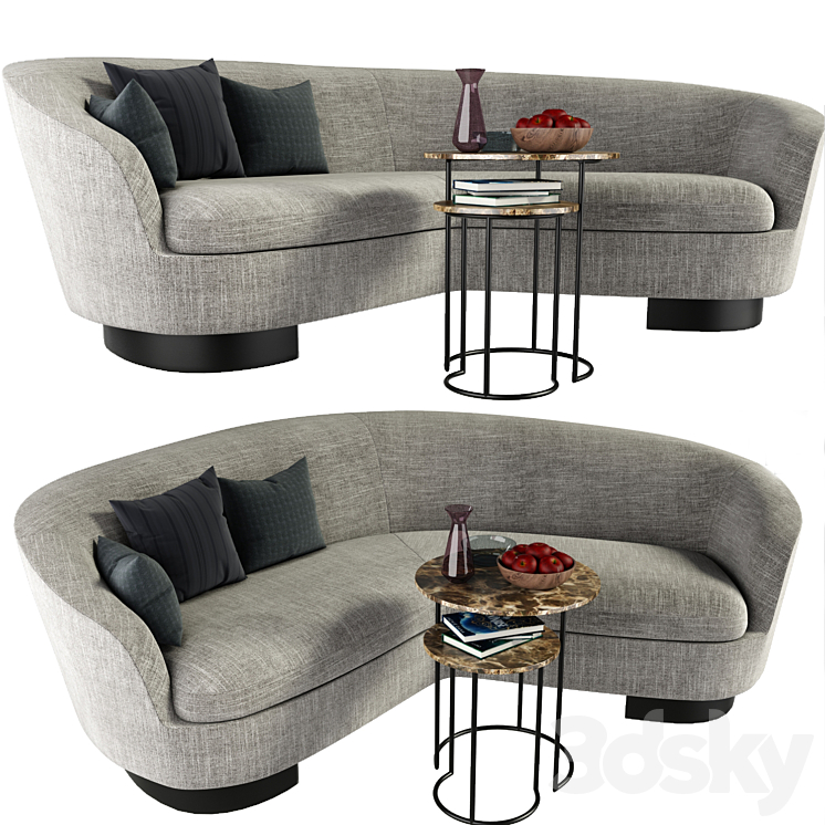 Minotti Jacques Curved Sofa With Coffee Table - Sofa - 3D model