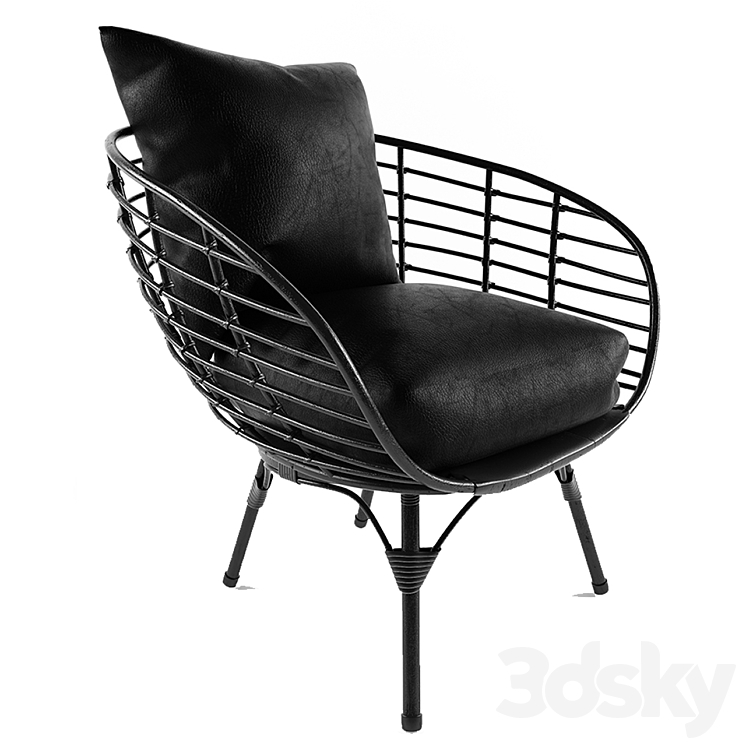 Black all weather wicker world of market Chair 3D model