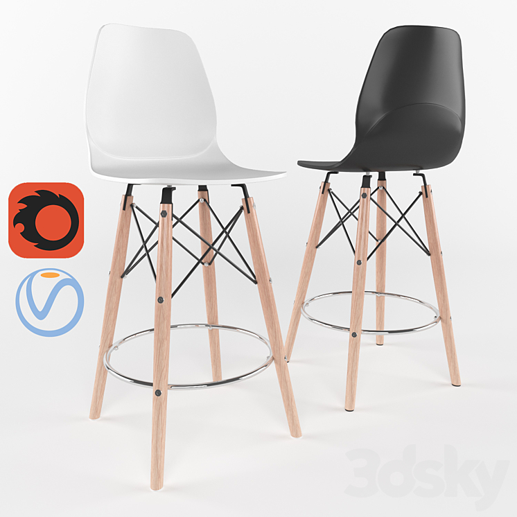 Bar stool eames Chair 3D model