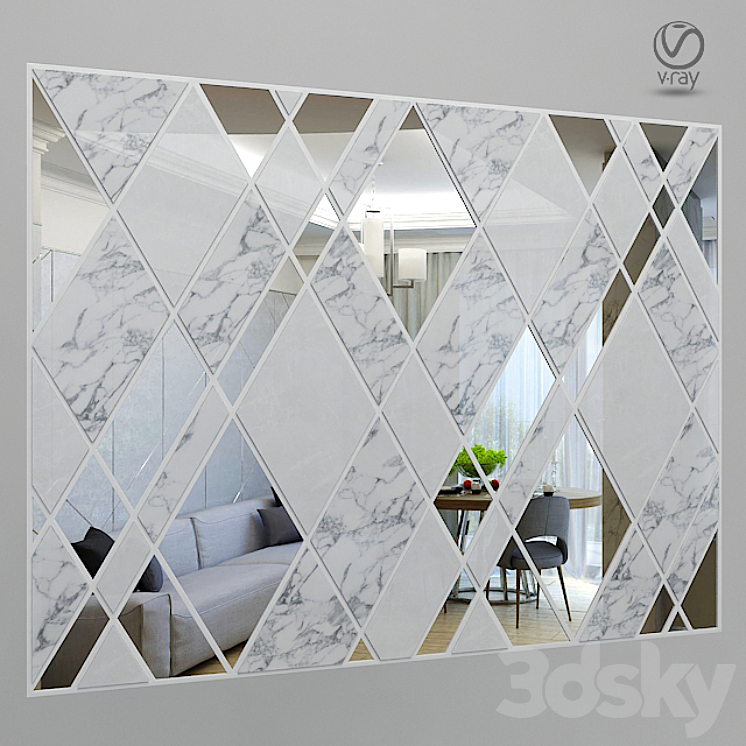 Wall_Panel_with_Mirrors 3D panel 3D model