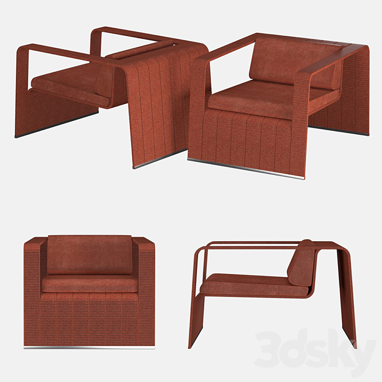 Paola lenti. Frame garden armchair Arm chair 3D model