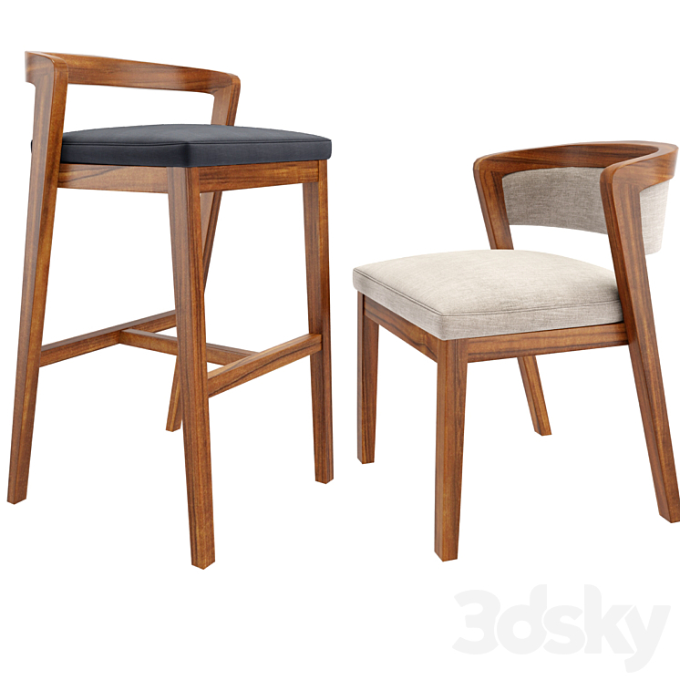 Venus Bar Stool And Dining Chair Chair 3D model
