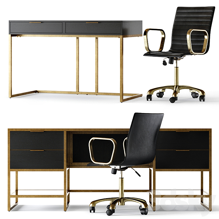 Crate and Barrel Oxford Home Office Office furniture 3D model