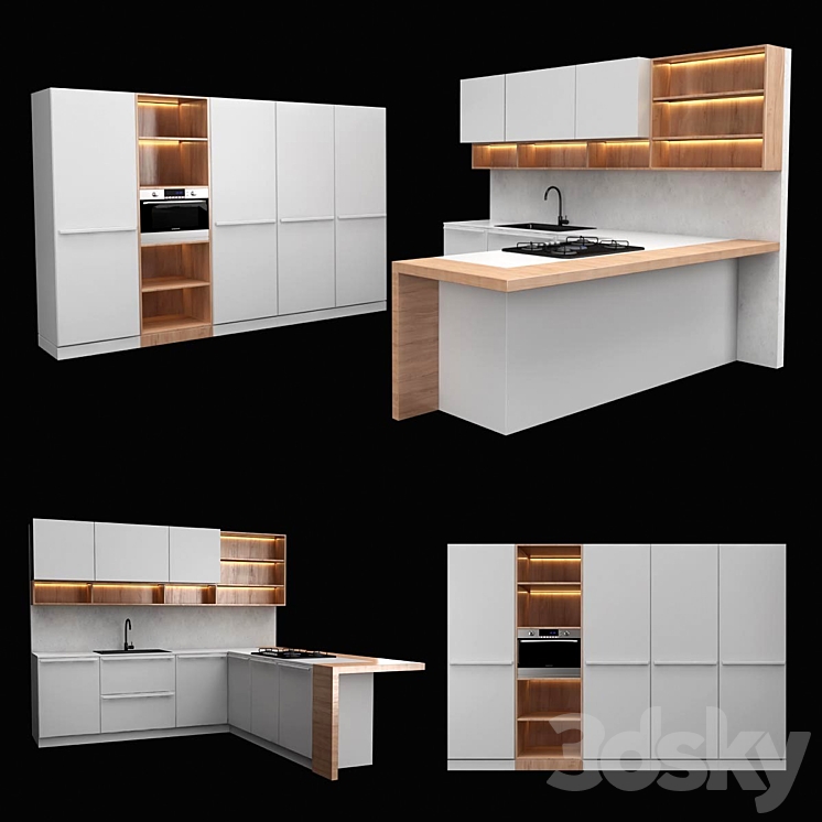 Modern kitchen set - Kitchen - 3D model