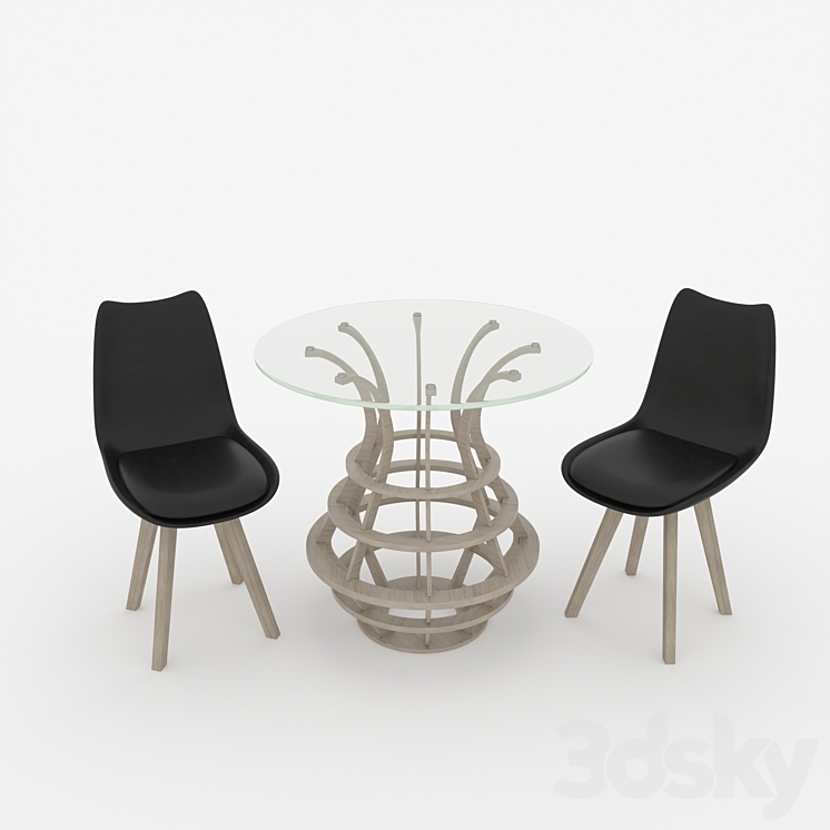 Pineapple table and chairs Table + Chair 3D model