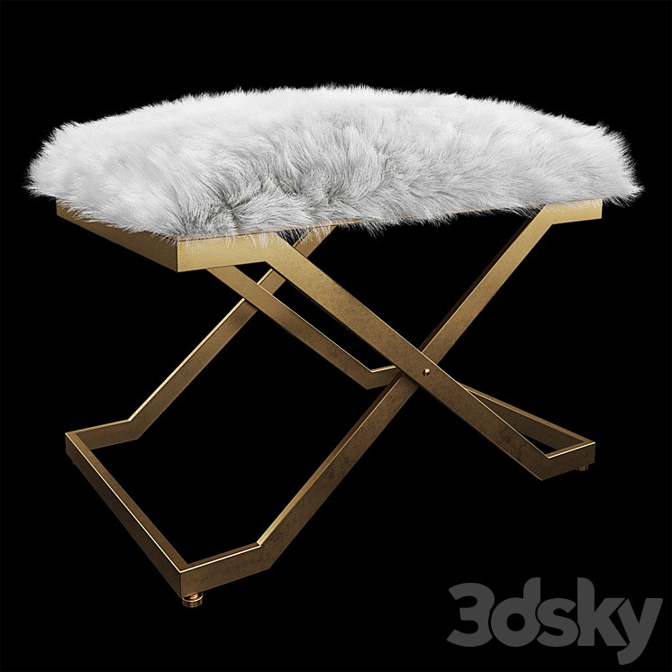 Uttermost Farran Fur Small Bench Other soft seating 3D model
