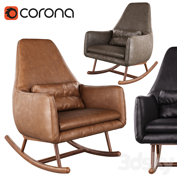 CB2 Saic Quantam leather rocking chair Arm chair 3D model