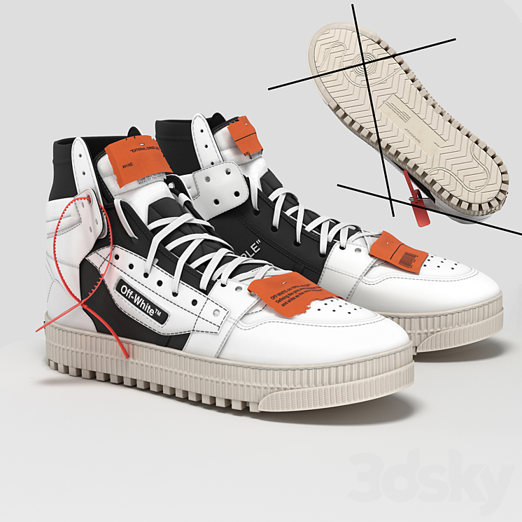 off white court 3.0 Footwear 3D model