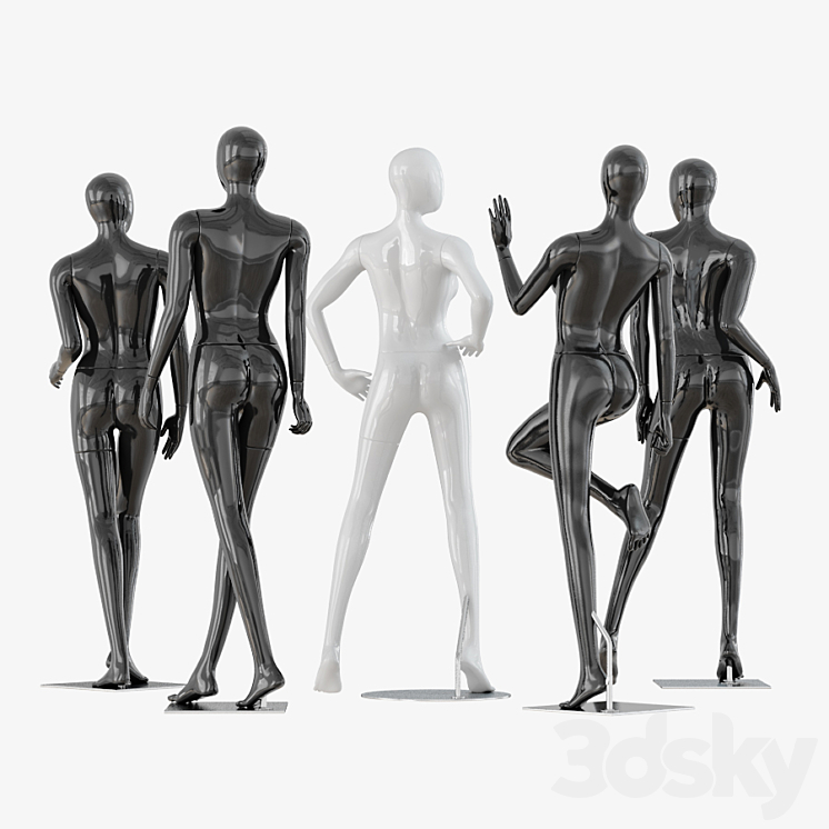 Female faceless mannequin in T-pose | 3D model