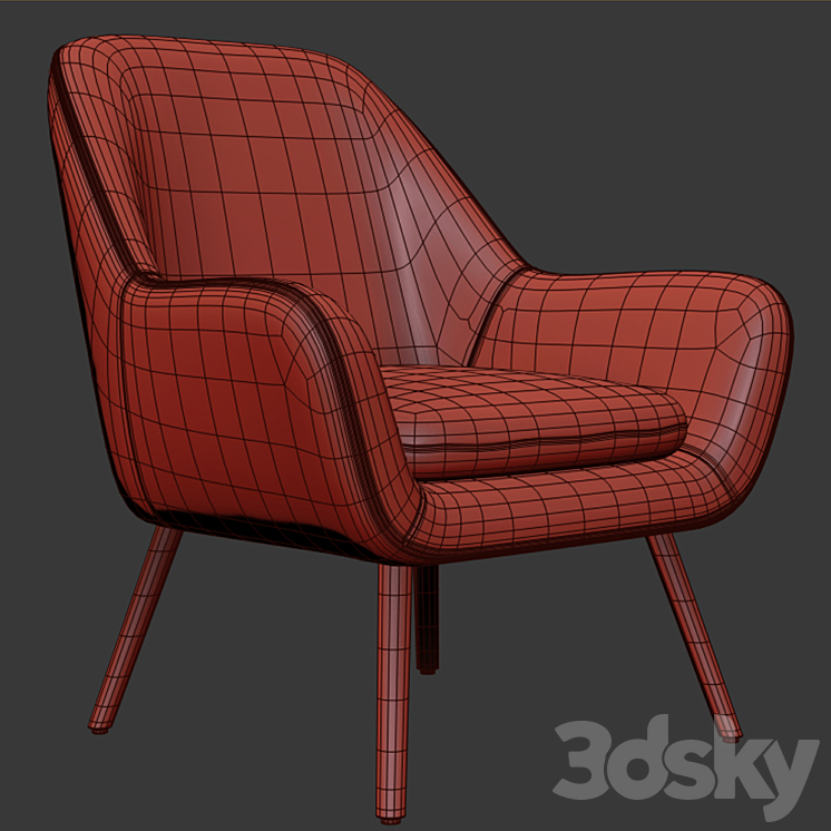 Memphis Velvet Armchair Arm chair 3D model