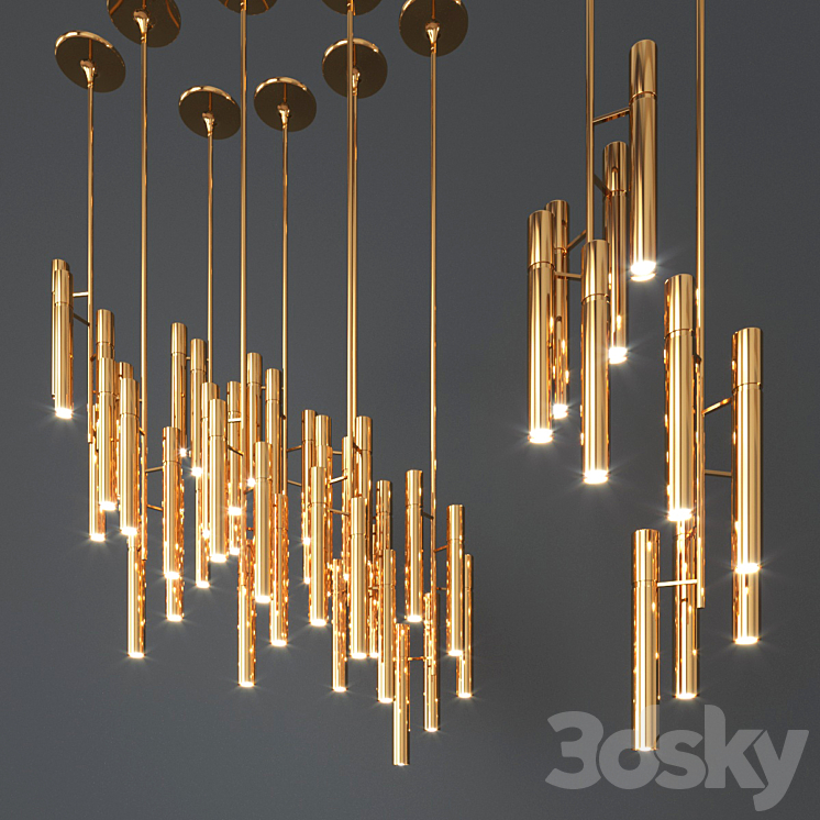 Collection of Tubes Chandelier Pendant light 3D model