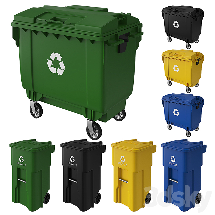 Trash can and dumpster Urban environment 3D model