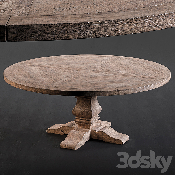 RH Salvaged Wood Round Dining Table Table 3D model