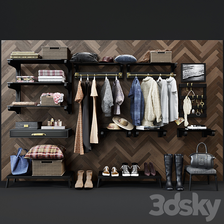 Hallway Pottery Barn Declan Closet Accessories Black Hallway 3D model