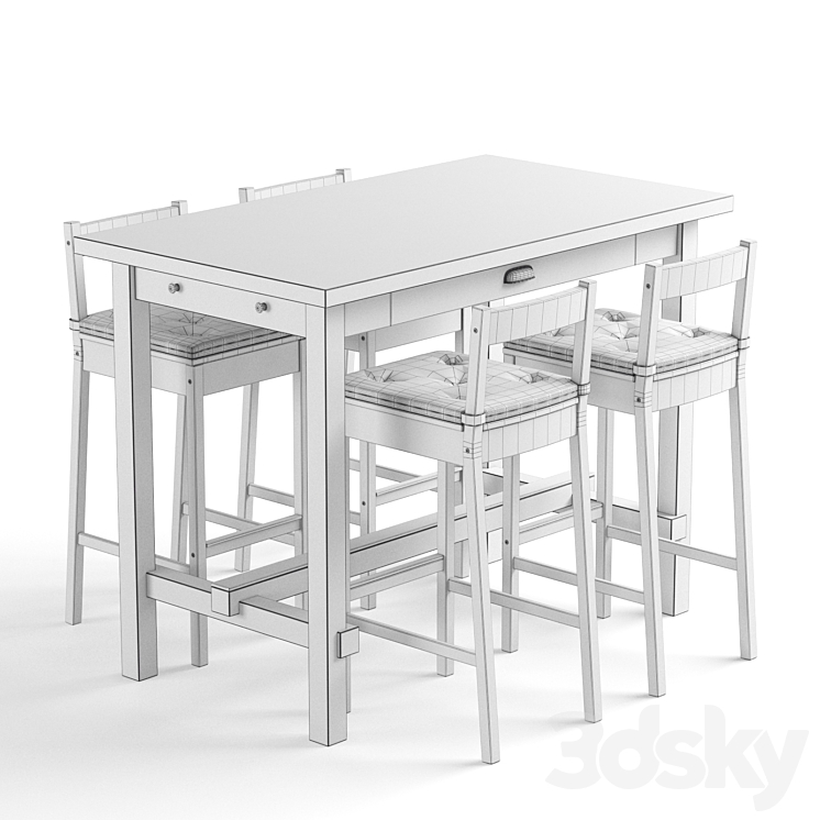Ikea NORDVIKEN bar table and bar stool Table Chair 3D model