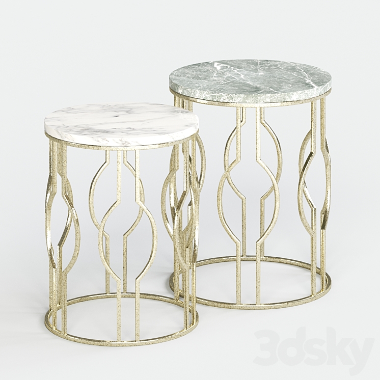 ZARA HOME round marble tables (set of 2) Table 3D model