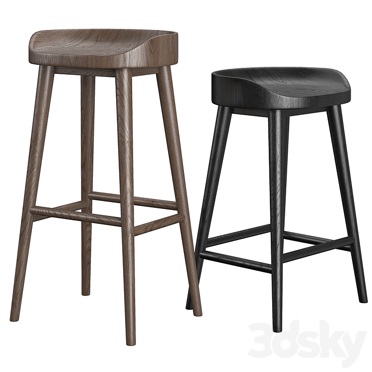 RH Danish Stool Chair 3D model