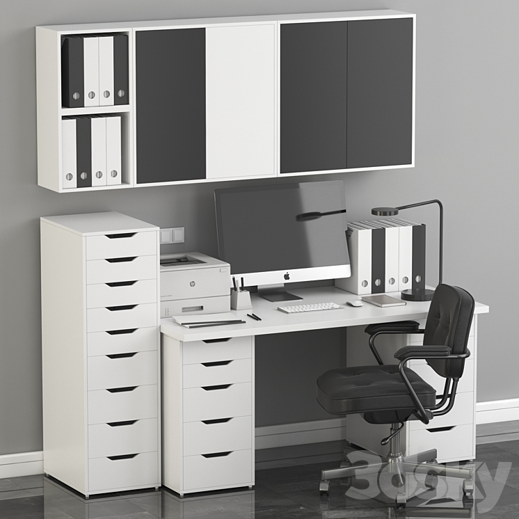 Ikea Office Workplace with Alex Table Alefj ll Chair and Eket
