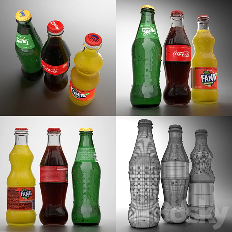 Coca Cola, Fanta, Sprite 0.25l - Food and drinks - 3D model
